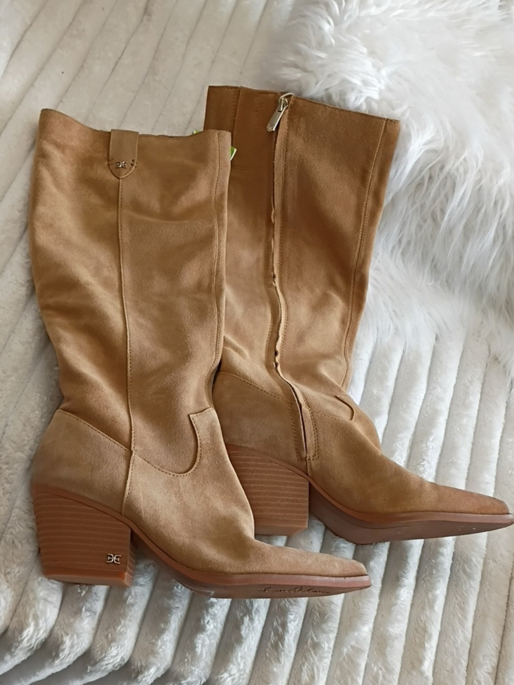 New Sam Edelman Woods Tan Suede Mid-Calf Western Boots - Size 8 - Picture 5 of 16